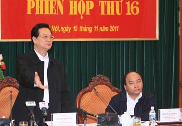 Thủ tướng Nguyễn Tấn Dũng phát biểu chỉ đạo tại phiên họp. Ảnh: TTXVN